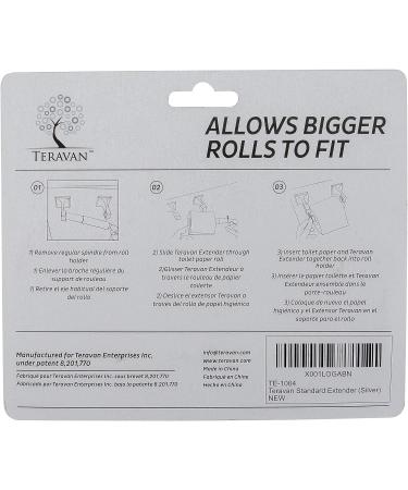 Teravan Standard Toilet Paper Extender - Fits Double and Triple Rolls, Easy to Use - Silver/Chrome - Buy Online on GoSupps.com