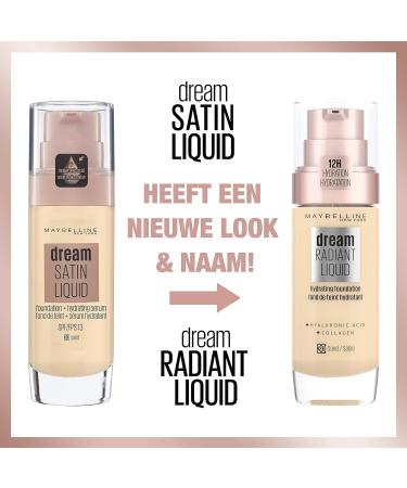 Maybelline Dream Radiant Hydrating Foundation with Hyaluronic Acid & Collagen - 30 Sand | Lightweight Medium Coverage for 12-Hour Hydration - Buy Online on GoSupps.com