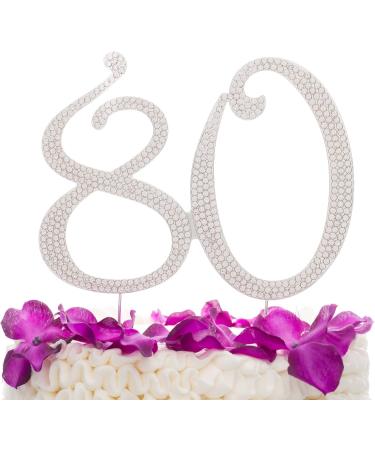 80 Cake Topper for 80th Birthday - Rhinestone Number Party Supplies & Decoration Ideas (Silver) - Buy Online on GoSupps.com