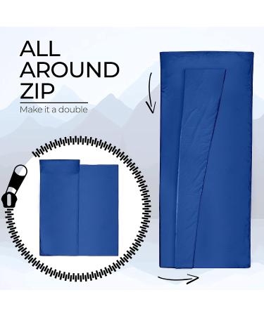 MIQIO 2-in-1 Sleeping Bag Liner & XL Travel Sheet - Lightweight Sleep Liner Inlay - Blue, 180x220cm - Buy Online on GoSupps.com