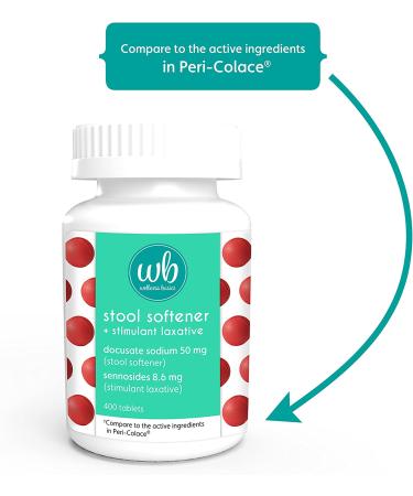400-Count Wellness Basics Stool Softener & Laxative Tablet - Docusate Sodium 50mg, Sennosides 8.6mg - Buy Online on GoSupps.com