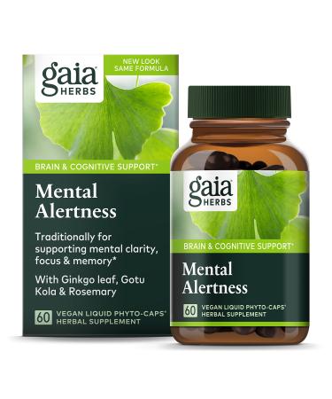 Gaia Herbs DailyWellness Mental Alertness 60 Vegetarian Liquid Phyto-Caps