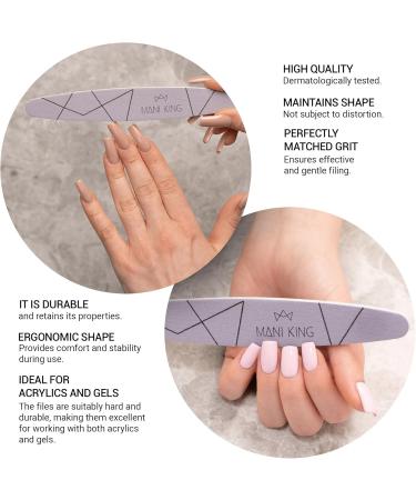MANI KING Nail File 100/180-10 Pieces - Elipse - Coarse File - Double-Sided - Nail Files for Gel Nails - Various Grit Shapes - For Professional Manicure Studio 10 Pieces 100/180 - Buy Online on GoSupps.com
