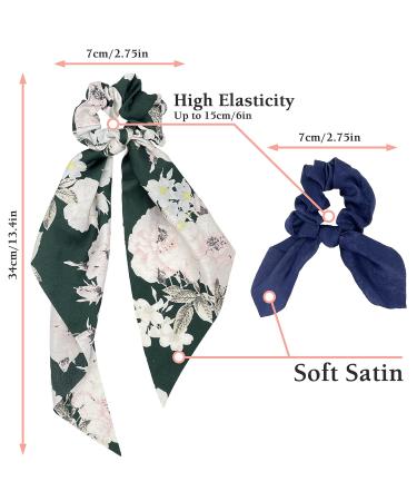 10 Pcs Floral Hair Scrunchies with Scarf | Vintage Hair Ribbons for Women and Girls - 2 in 1 Hair Accessories - Buy Online on GoSupps.com