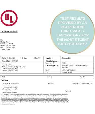 Vitamin D3 K2 Capsules | 5000 IU D3 & 100mcg K2 | 60 Capsules | USA Made Vegetarian Supplement | Bone, Muscle, Teeth & Immune Support - Buy Online on GoSupps.com