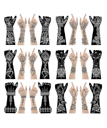 20 Large Henna Tattoo Stencils - Indian Arabian Temporary Body Paint Kit for Women | Arm & Hand Templates with Tattoo Stickers - Buy Online on GoSupps.com