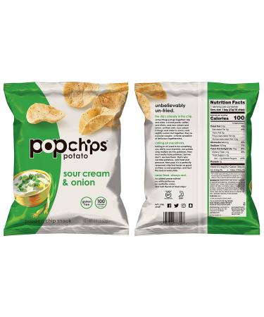 Popchips Potato Chips Variety Pack - Sea Salt, BBQ, Sour Cream & Onion - 30 Single Serve Bags (0.8 oz Each) - Buy Online on GoSupps.com