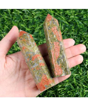 Xiannvxi 4 "crystals tower unakit large gemstones rod crystal stones towers hexagonal dot rods natural meditation energy stone 9-10cm 1pc unakit 4 inches
