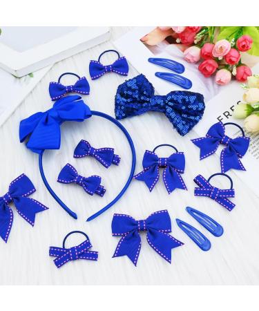 BekeCidi 20-Piece Bow Hairdress Set - Sequin Bow Clips & Rubber Bands for Girls - Blue Hair Accessories - Buy Online on GoSupps.com