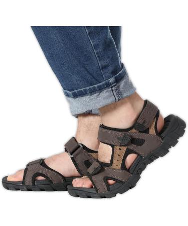 Gioberi Men's Open Toe Sandals with Adjustable Straps and Arch Support - Brown Size 9 - Buy Online on GoSupps.com