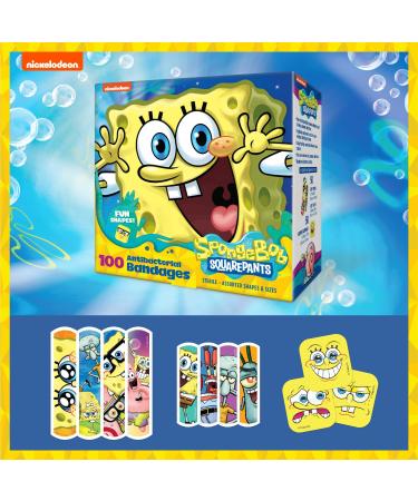 Spongebob Kids Bandages  100 ct | Wear Like Stickers  Adhesive Antibacterial Bandages for Minor Cuts  Scrapes  Burns. Easter Basket Stuffers for Kids & Toddlers