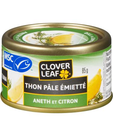 Clover Leaf Flaked Light Tuna Dill & Lemon - 85g 24 Count - Canned Tuna - Flavoured Tuna - Skipjack Tuna - High in Protein - 17g of Protein Per 85g Serving - Source of Iron - Canned Light Tuna Dill Lemon 85 g (Pack of 24) - Buy Online on GoSupps.com