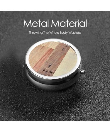 Rustic Wood Background Round Pill Box | Portable Mini Pill Organizer with 3 Compartments - Ideal for Pocket & Purse - Buy Online on GoSupps.com
