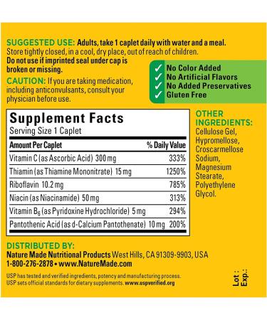 Nature Made B-Complex with Vitamin C - 100 Caplets for Energy & Immune Support - Buy Online on GoSupps.com