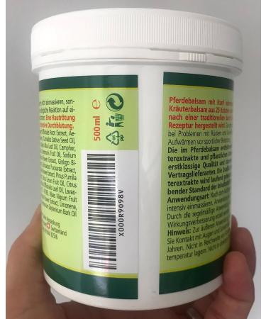 Horse Balm with Hemp - Warming Muscle & Joint Gel - 25 Natural Extracts - Ideal for Athletes - 500ml - Natural Care for Everyday Use - Buy Online on GoSupps.com