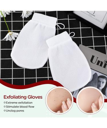 Prousky 2-Piece Body Peeling Gloves | Double-Sided Exfoliating Bath Mitts for Dead Skin Removal - Perfect for Spa Shower & Bathroom (White) - Buy Online on GoSupps.com