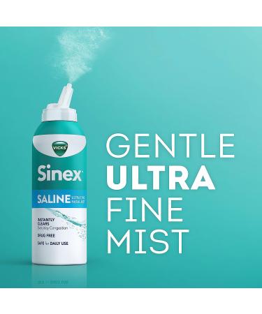 Vicks Sinex Saline Nasal Spray 5.0 fl oz - Drug-Free Relief for Sinus Congestion, Cold, Allergy - Ultra Fine Mist - Fast Clearing of Mucus - Daily Use - Buy Online on GoSupps.com