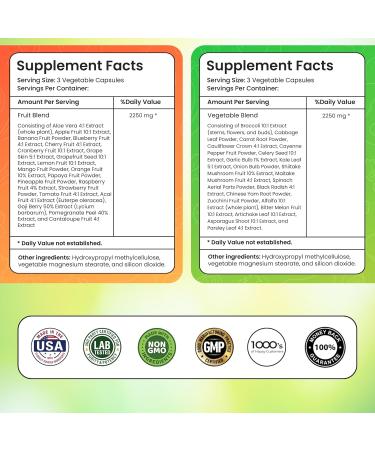 Buy Super Strength Fruit & Veggie Supplements | 70 Natural Fruits & Vegetables | Dietary Nutritional Capsules for Energy | 120 Capsules - Buy Online on GoSupps.com