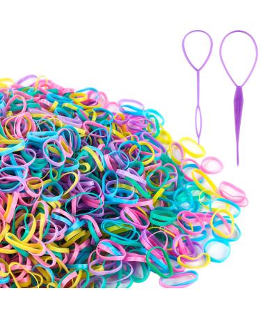 2000 PCS Mini Small Rubber Bands for Hair, Tiny Colorful Hair Elastics, Hair Rubber Bands for Girls Toddler Kids Baby, Premium Elastic Hair Ties with 2 PCS Topsy Tail Hair Tools, YLYL Multicolor