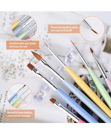7PCS Nail Art Brushes Set with Holder for Gel Polish - Nail Extension, Builder, Liner, Dotting Brushes Included - Buy Online on GoSupps.com