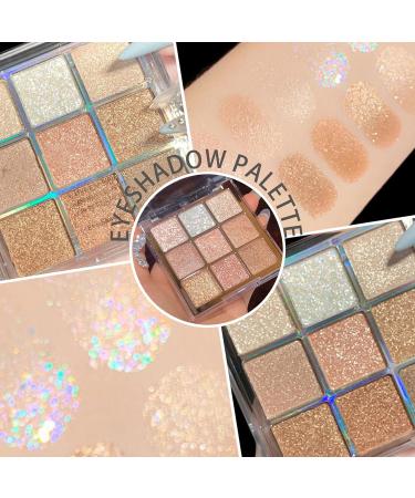 9-Color Glitter Eyeshadow Palette for Women - Shimmer Eye Makeup in Gold, White & Pink - Highly Pigmented Eyeshadow Palette for Girls - Glitter Eye Makeup (#01) - Buy Online on GoSupps.com
