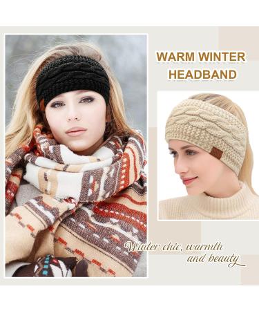 Kavya Winter Headbands for Women - Knitted Headband with Soft Lining for Ear Warmth - Set of 3 Cable Ear Warmers for Skiing and Walking - Perfect Gifts for Women and Girls - Buy Online on GoSupps.com