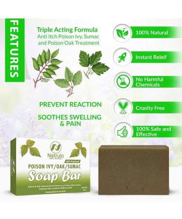 Natrulo Poison Ivy Soap Bar - Natural Anti-Itch Treatment for Poison Ivy, Oak & Sumac - Soothes Rashes - Made in USA - 4 oz - Buy Online on GoSupps.com