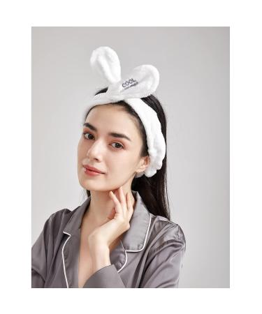Shop Dofash 2pcs Cute Rabbit Ear Shower & Makeup Headbands for Women - Spa Hair Bands in White & Gray - Buy Online on GoSupps.com