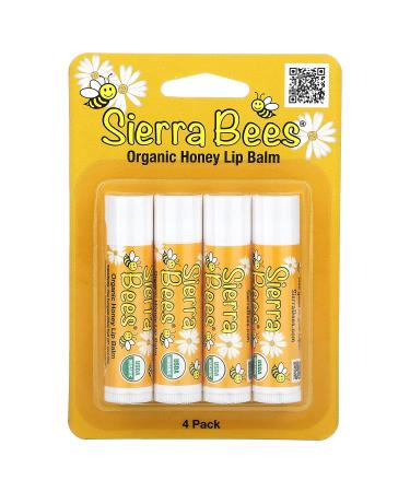Sierra Bees Organic Lip Balms 4 Pack with Honey | Natural Moisturizing Lip Care - Buy Online on GoSupps.com