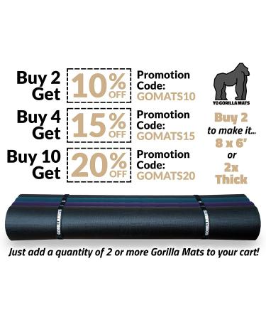 Gorilla Mats Premium Large Yoga Mat 6' x 4' x 8mm - Non-Toxic, Non-Slip Barefoot Exercise Mat for Home Workouts - Onyx Black/Grey - Buy Online on GoSupps.com