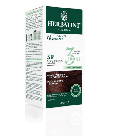 Herbatint Herbatint 3Dosi Permanent Colour Gel 300 ml - 5R Light Copper Brown Ammonia-Free for Sensitive Skin 100% White Hair Coverage with 8 Organic Natural Extracts