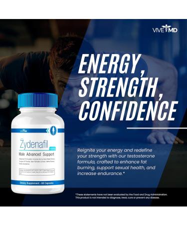 VIVE MD Zydenafil Pills for Men Advanced Formula - Zydenafil Male Pills - Zydenafil 1200mg for Maximum Strength with Tongkat Ali Saw Palmetto Horny Goat Weed Reviews (60 Capsules) - Buy Online on GoSupps.com