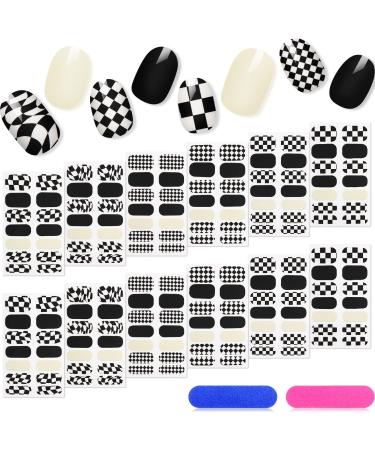 Checkered Nail Strips Pure Color Nail Stickers Art Solid Full Nail Wraps Self Adhesive Nail Polish Strips on Plaid Nail Gel with 2 Nail Files (Simple Colors 12 Sheets) Simple Colors 12 - Buy Online on GoSupps.com
