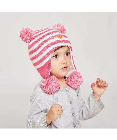 Winter Earflap Knit Hat for Baby Boys Girls 6-12 Months - Cat Design, Fleece Lined Beanie - Buy Online on GoSupps.com