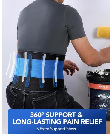 Fitomo Lower Back Support Brace for Men and Women - 3D Lumbar Pad & 5 Flexible Supports - Ultra-Thin Mesh Fabric - Relieve Lower Back Pain - Posture Work - Heavy Lifting - Sciatica - Herniated Disc (Blue, XXL) - Buy Online on GoSupps.com