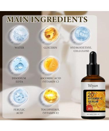 Ourdort Vitamin C facial serum 50 ml vitamin C serum antioxidant shine serum with hyaluronic acid vitamin E antiimperfections antiwrinkle eye contour illuminated smooth - Buy Online on GoSupps.com