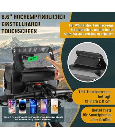 XIQI Handlebar Pocket Bike Bag - 3in1 Waterproof Bicycle Bag with Cell Phone Holder for E-Bikes | Removable Shoulder Strap & Handlebar Adapter - 4L Silver - Buy Online on GoSupps.com