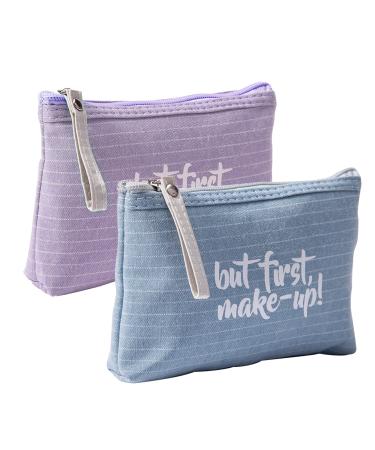 QiKuver 2 pieces canvas cosmetic bag small cosmetic bag sailing towel travel canvas make -up bag portable makeup bag multifunctional cosmetic bags with zipper for cosmetics change