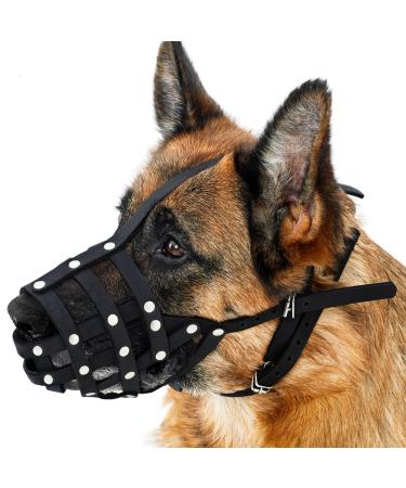 Collardirect muzzle for dogs German Shepherd Dalmatian Doberman Setter Leder basket medium -sized large breeds black brown (L black) tall (1 piece) - Buy Online on GoSupps.com