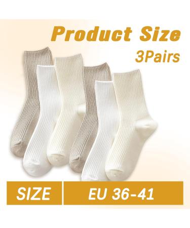 Ruzister Women's Crew Socks - 3 Pairs of Cute Comfortable Premium Cotton Knit Sports Socks - Perfect Gift for Leisure Wear - Buy Online on GoSupps.com
