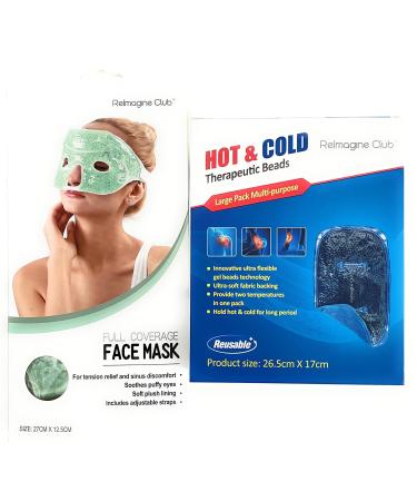 Women Health and Beauty Bundle Includes Half Face Ice Mask and Large Gel Hot/Cold Pack