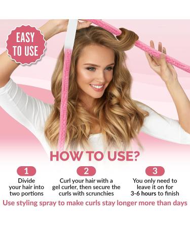 Jelly Curls Blue Gel Curler for Damage-Free Long Hair - Heatless Alternative to Curling Rods (Pink) - Buy Online on GoSupps.com