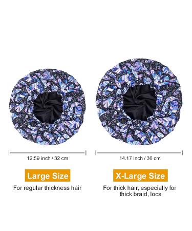 Pozilan Luxury Reusable Waterproof Shower Cap for Women - Double Layer Silk Satin Lined, Extra Large Size - Adjustable and Purple (1 Pack) - Buy Online on GoSupps.com