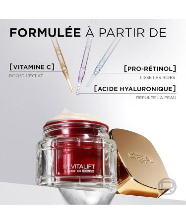 L'Or al Paris - Discovery Kit - Deep Anti-Aging Facial Treatment - Triple Action Day Cream - With Hyaluronic Acid Pro-Retinol & Vitamin C - All Skin Types - Revitalift Laser X3 - 2x 50 ml - Buy Online on GoSupps.com