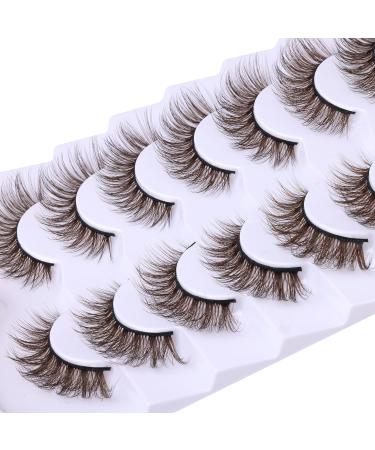 ALPHONSE Brown Strip Dark Brown False Lashes 7 Pack - Short Wispy Natural Look D Curl Extensions - Buy Online on GoSupps.com