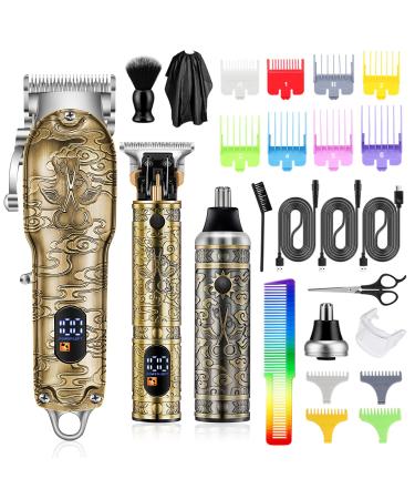 ROZIAPRO Professional Hair Clipper for Men Electric T-Blade Hair Trimmer Cordless Beard Trimmers Nose Hair Trimmers Three Types Barber Clippers Rechargeable Hair Cutting Grooming Kit