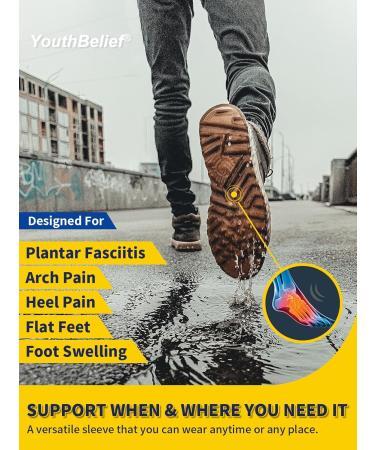 Plantar Fasciitis Relief Brace & Arch Support Sleeves - Adjustable Cushioned Support for Flat Feet & Foot Pain - Sizes M 5-8 / W 6-9.5 - Black - Buy Online on GoSupps.com