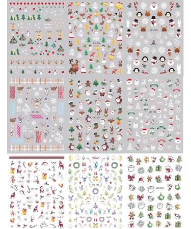 9 Sheets Christmas Nail Art Stickers Decals Self-Adhesive Kids Cute White Snowman Snowflakes Winter Snowbell Reindeer Nail Supplies Nail Art Design Decoration Accessories - Buy Online on GoSupps.com