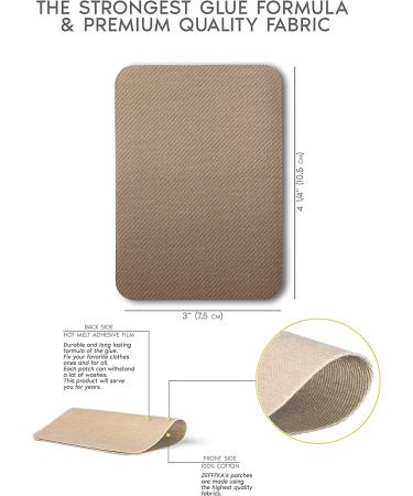 ZEFFFKA Premium Quality Fabric Iron-on Patches - Shades of Brown Beige Khaki - 12 Pieces - 3 x 4-1/4 - Buy Online on GoSupps.com