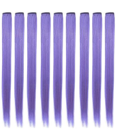 9PC Lavender Clip-In Hair Extensions - 21 Inch Colored Highlights for Women & Girls - Synthetic Smooth Hair Accessories - Buy Online on GoSupps.com